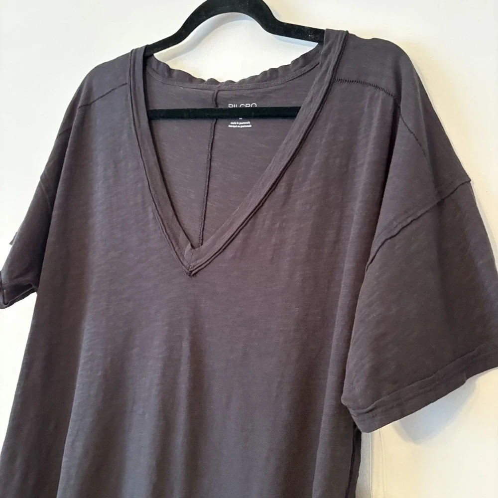 NWT Pilcro 100% Cotton Oversized V Neck Shirt Black Size M Travel Lounge Casual - Picture 4 of 10